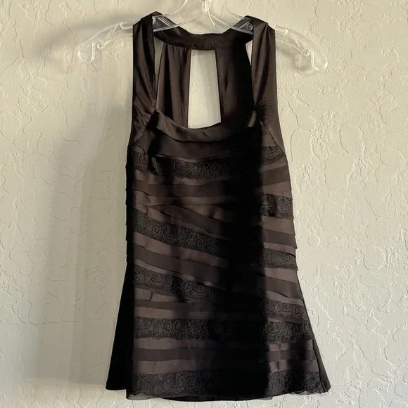 WHBM Black Tiered Halter Top - Picture 5 of 11